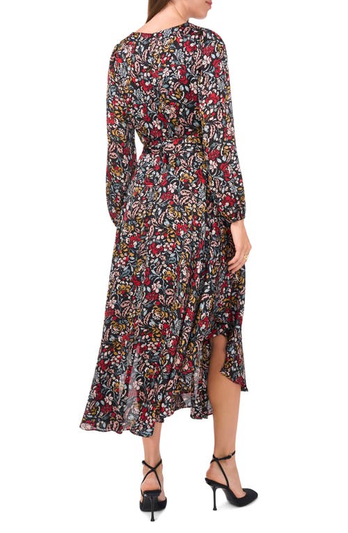 Shop Vince Camuto Floral Print Long Sleeve Dress In Rich Black