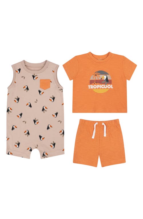 Shop Petit Lem 3-piece Romper, Top & Shorts Set In Orange Toucan
