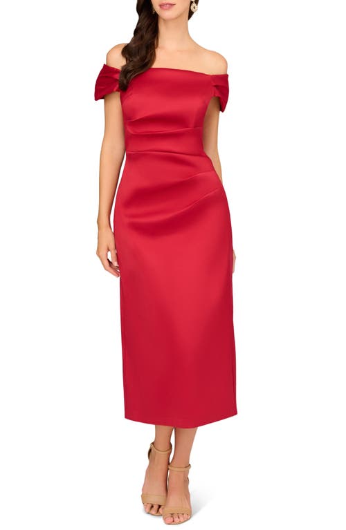 Aidan Mattox by Adrianna Papell Off the Shoulder Mikado Midi Cocktail Dress at Nordstrom,