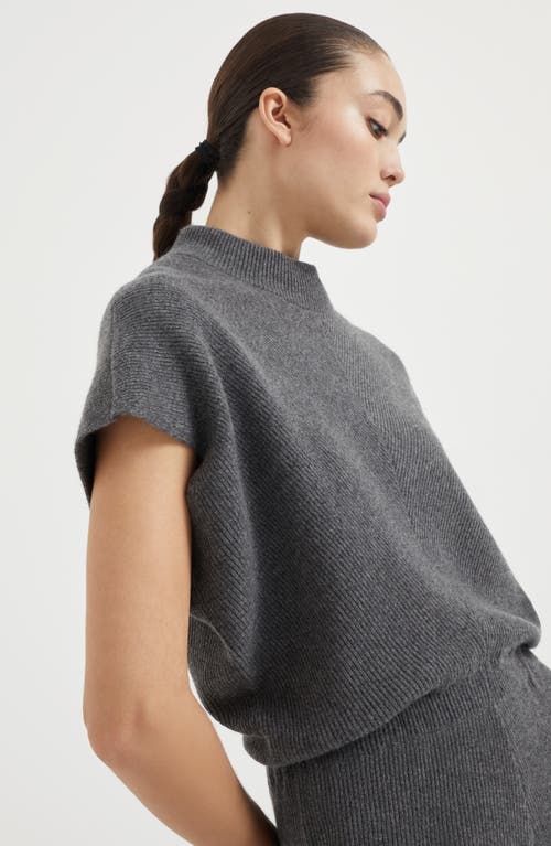 Shop Brunello Cucinelli Diagonal Knit Dress In Anthracite