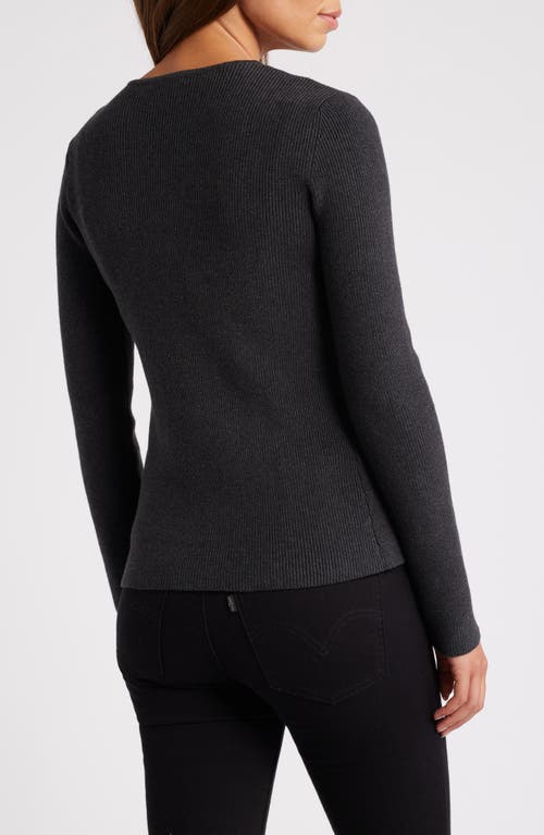 Shop Zoe And Claire Button Accent Sweater In Charcoal