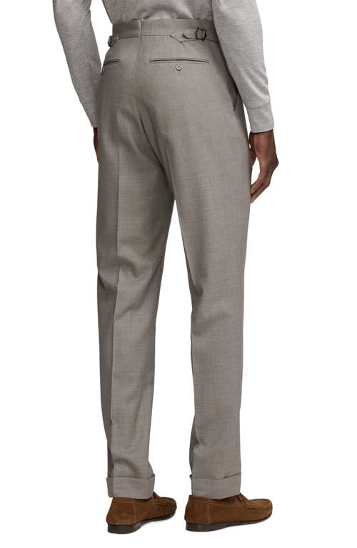 Shop Ralph Lauren Purple Label Flat Front Wool Twill Dress Pants In Light Grey Melange