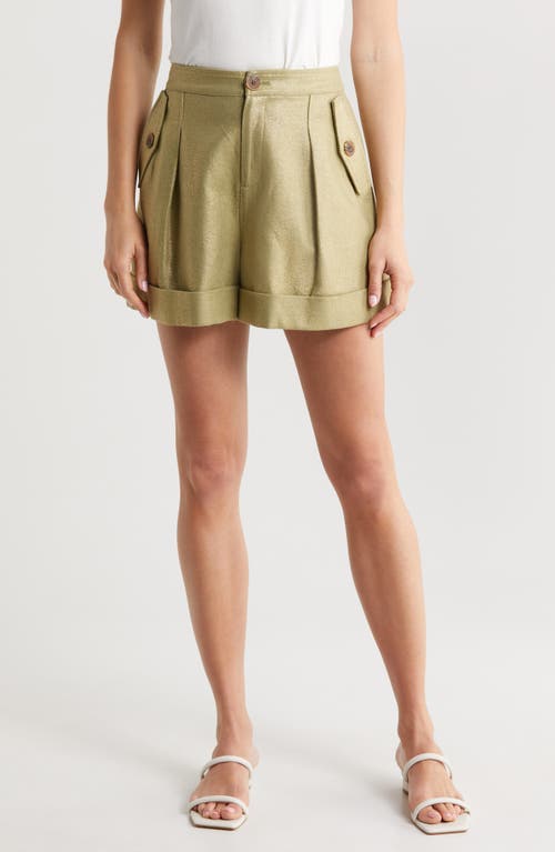 L Agence L'agence Safari High Waist Shorts In Oil Green/gold