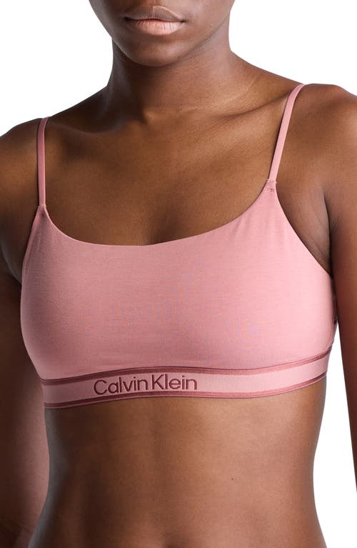 Shop Calvin Klein Tonal Logo Organic Cotton Blend Bra In Red Grape