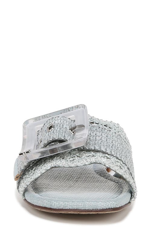 Shop Sam Edelman Bambi Raffia Buckle Slide Sandal In Robin Egg Blue Multi