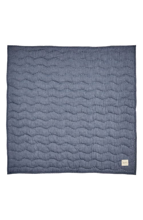 Pehr Reversible Quilted Organic Cotton Blanket In Ivory/navy