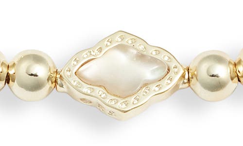 Kendra Scott Abbie Beaded Stretch Bracelet In Gold Natural Mother Of Pearl
