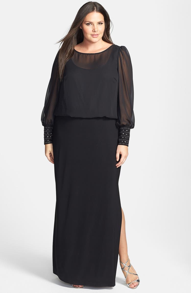 Xscape Embellished Chiffon & Knit Gown (Plus Size) | Nordstrom