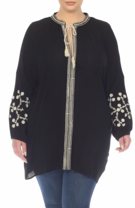 Shop Boho Me Embroidered Tunic Top In Black
