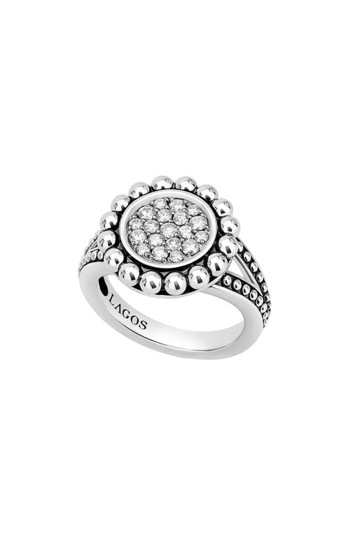 Lagos Caviar Spark Diamond Ring In Silver/diamond
