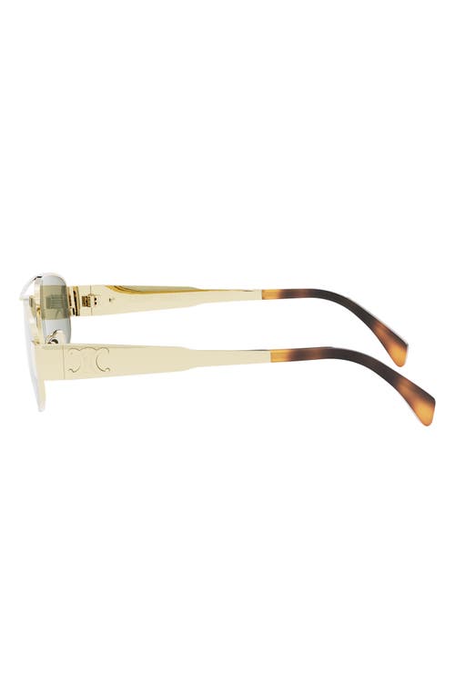 Shop Celine Triomphe 57mm Pilot Sunglasses In Shiny Endura Gold/green