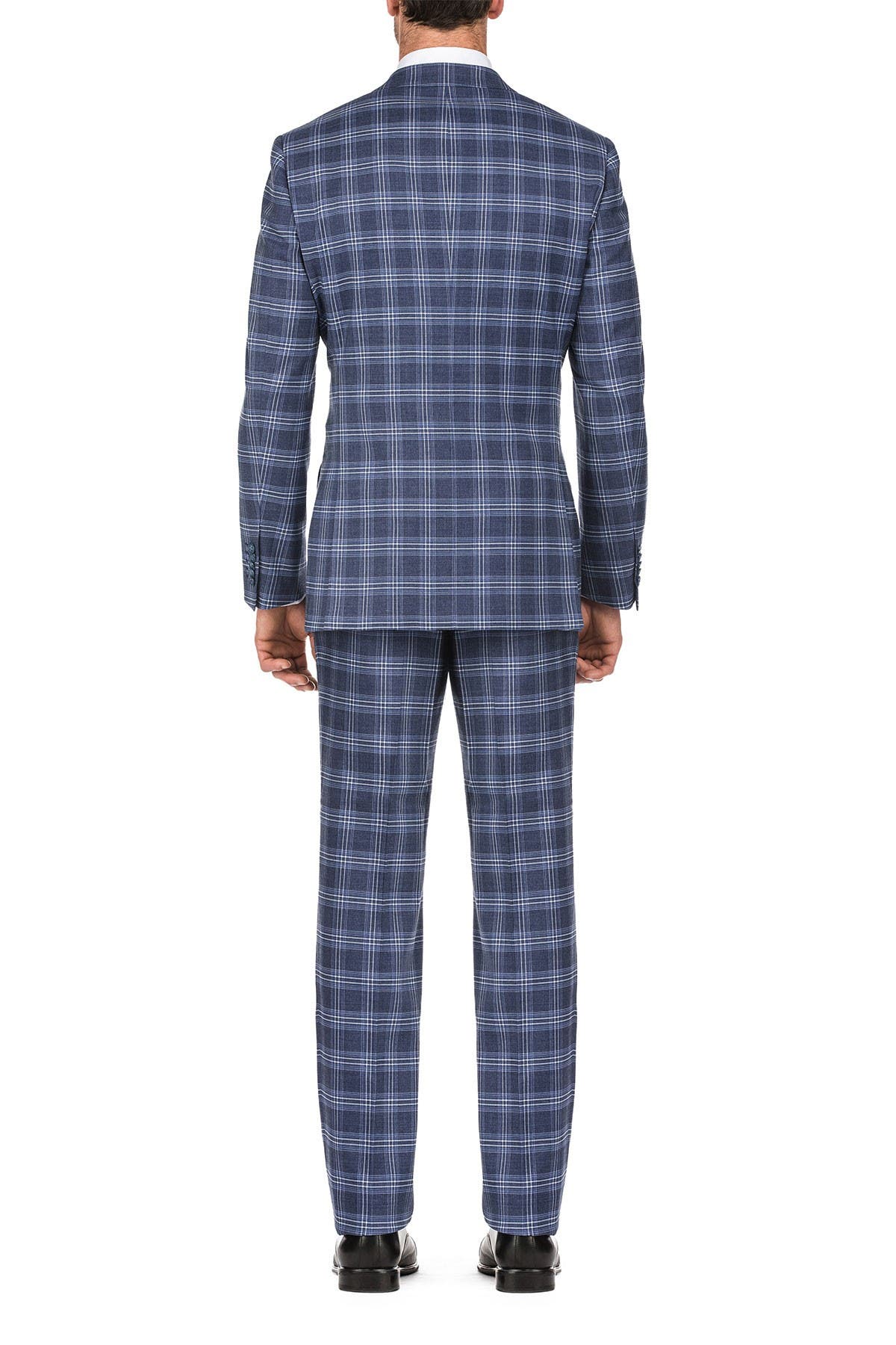English Laundry | Blue Plaid Slim Fit Peak Lapel Suit | Nordstrom Rack