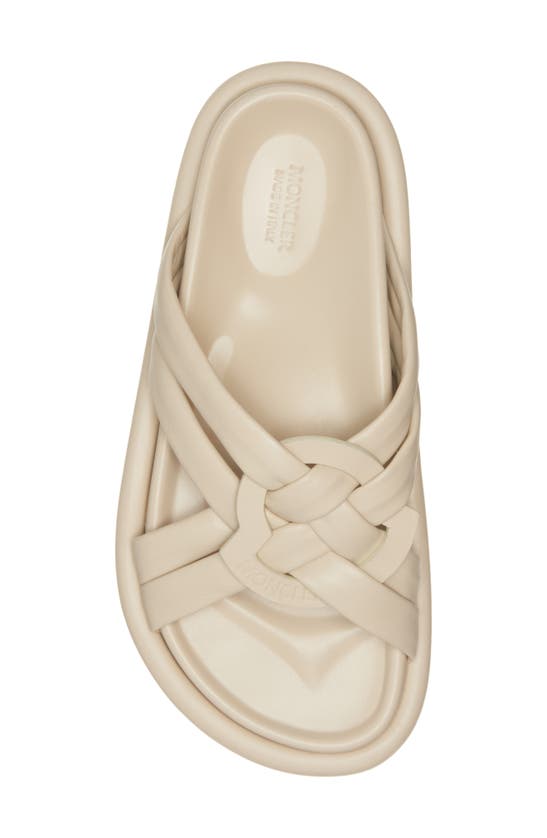 Moncler Bell Leather Crisscross Slide Sandals In Oyster Gray