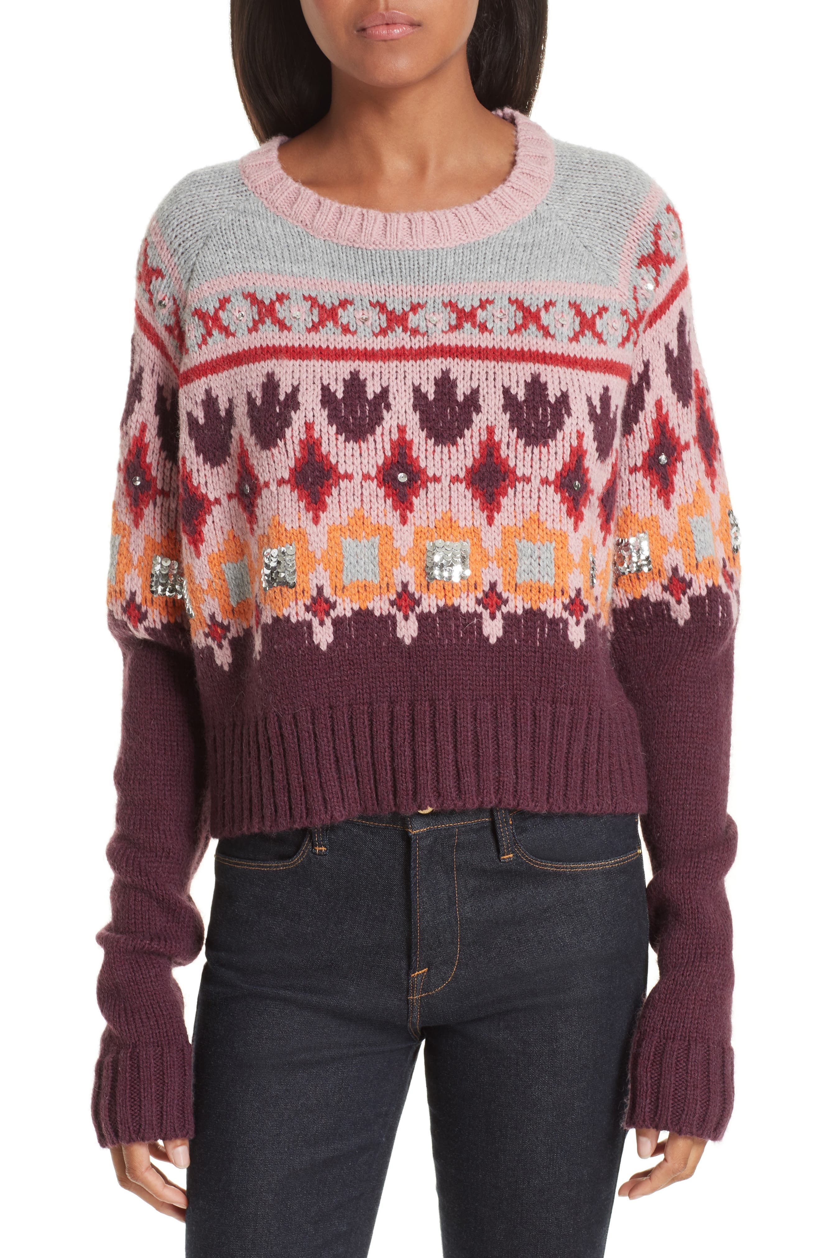 sequin fair isle sweater