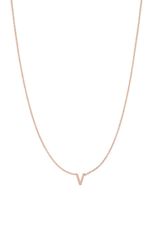 BYCHARI Initial Pendant Necklace in 14K Rose Gold-V at Nordstrom