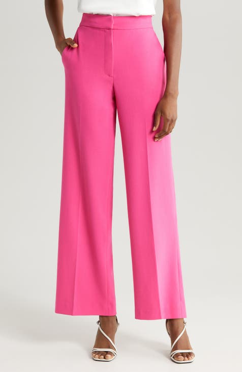 NEON PINK PANTS Womens Wide Leg Pants With Pockets Unisex Pants