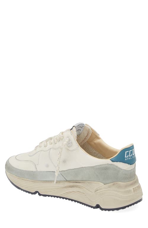 Golden Goose Running Sneakers In White Leather And Fabric In White/petroleum/ice