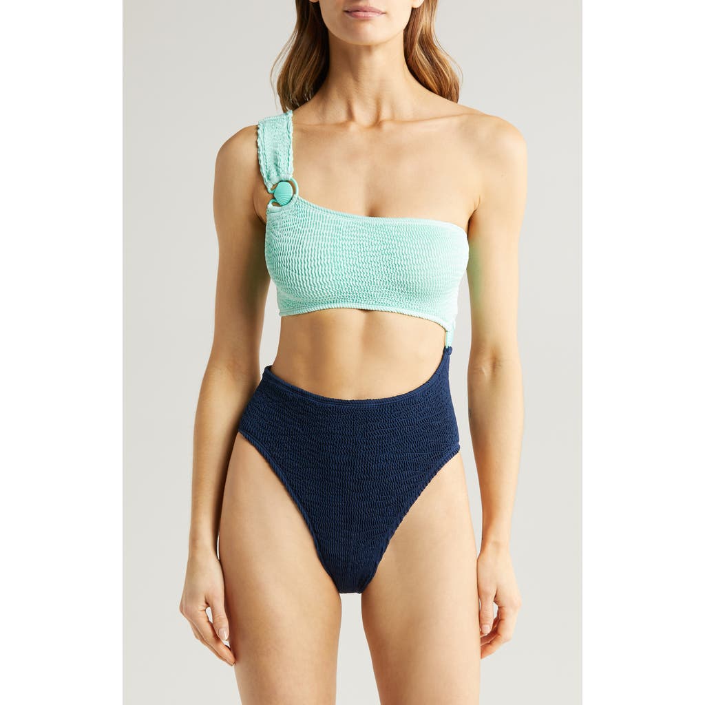 Cleonie Cutout One-shoulder One-piece Swimsuit In Blue