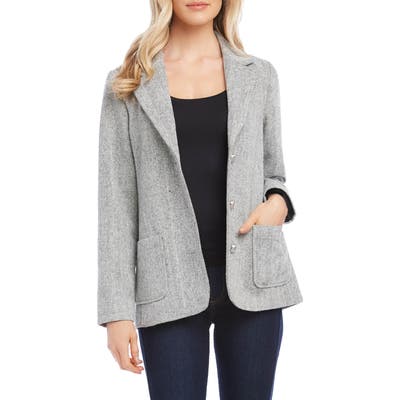 Karen Kane Chevron Stripe Tweed Blazer, Grey