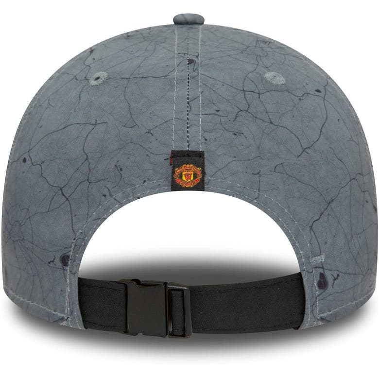 Shop New Era Gray Manchester United City Print 9forty Adjustable Hat