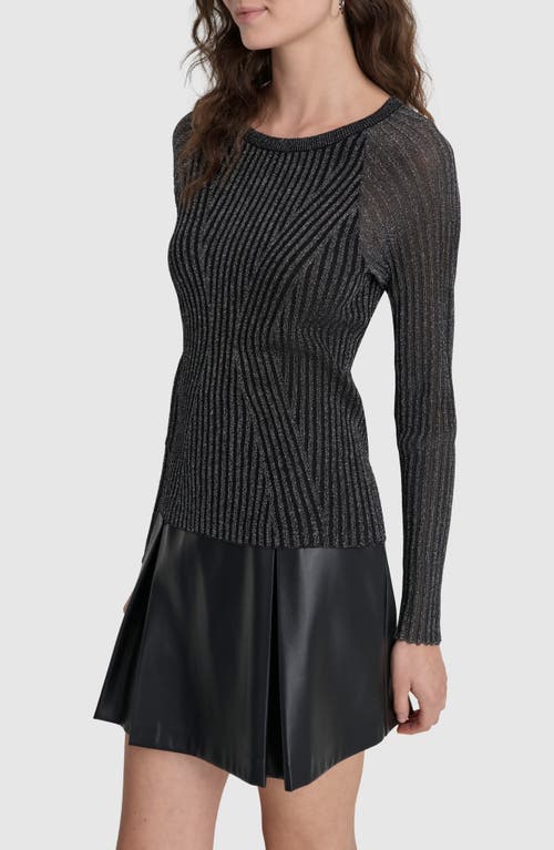 Shop Dkny Metallic Rib Sweater In Black/silver