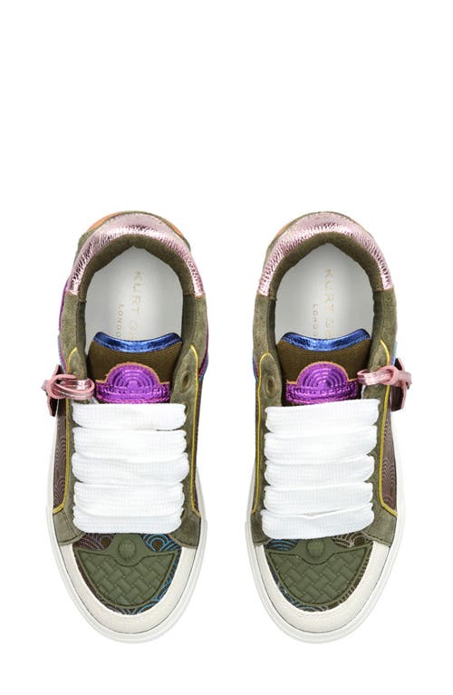 Kurt Geiger Womens Southbank Tag Panelled Leather Low-top Trainers Green Comb Eur 35 / 2 Uk In Open Green