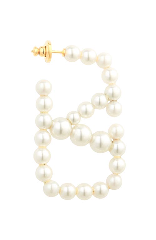 Shop Valentino Garavani Vlogo Imitation Pearl Drop Earrings In 0o3 Oro 18/cream