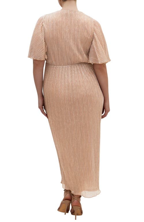 Shop City Chic Lily Metallic Ruched Dress In Soft Blush