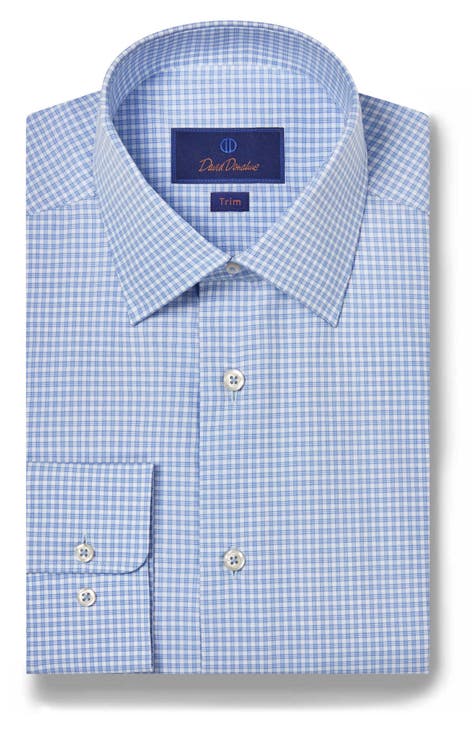 Navy Blue Checkered Dress Shirt