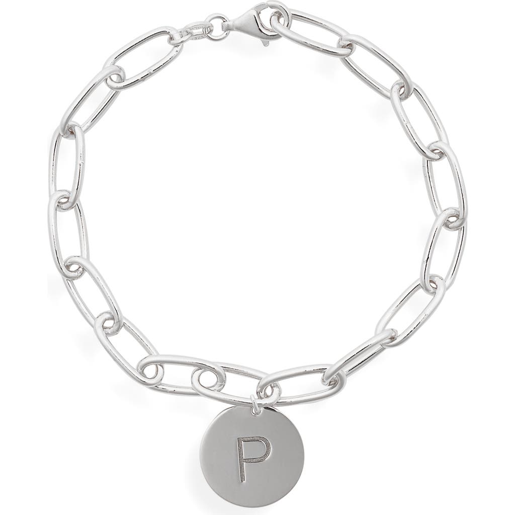 Meshmerise Initial Disc Charm Bracelet In White-p