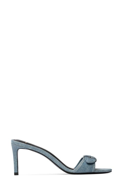 Black Suede Studio Lenny 65 Buckle Sandal In Baby Denim Leather