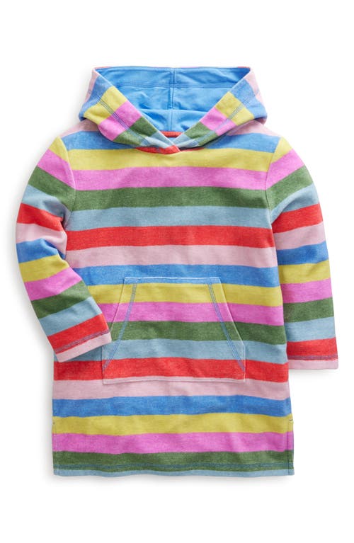 Mini Boden Kids' Stripe Hooded Long Sleeve Cotton Blend Cover-Up Dress Multi at Nordstrom,