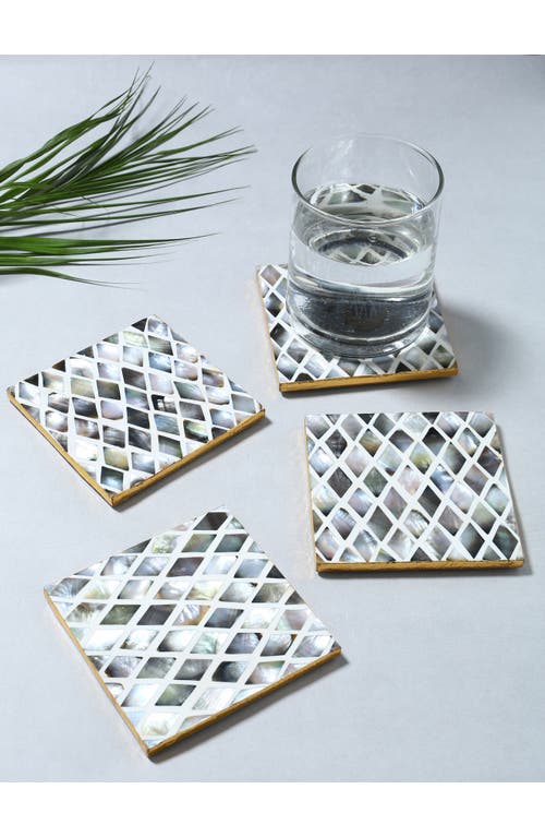 Tiramisu Mother-of-pearl Set Of 4 Coasters In Black/grey