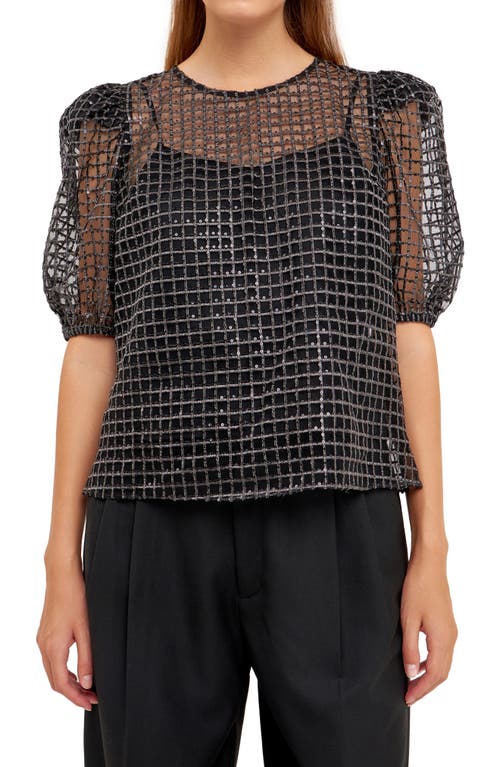 ENDLESS ROSE ENDLESS ROSE SEQUIN GRID MESH TOP 