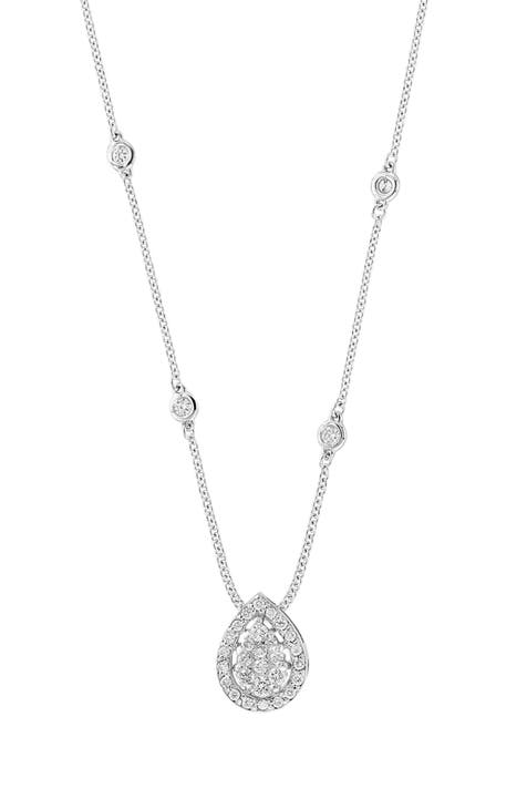 14K White Gold & Diamond Pendant Necklace - 0.41 ctw