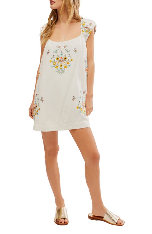 Free People Wildflower Embroidered Minidress in Cream Combo at Nordstrom, Size X-Large