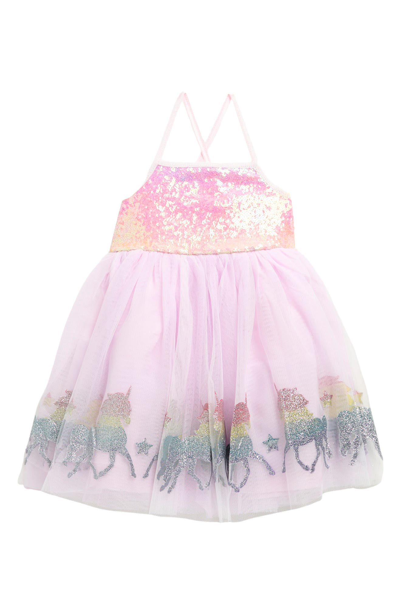 Zunie Unicorn Ombre Sequin Mesh Dress 