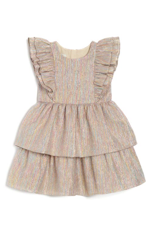 Pippa & Julie Little Girl's Kelly Metallic Fit & Flare Dress In Gold