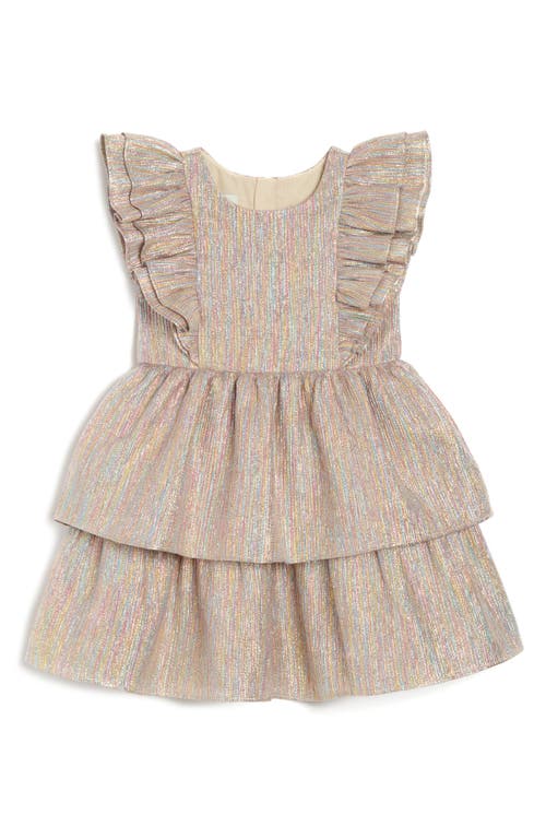 Shop Pippa & Julie Kids' Metallic Tiered Party Dress In Gold