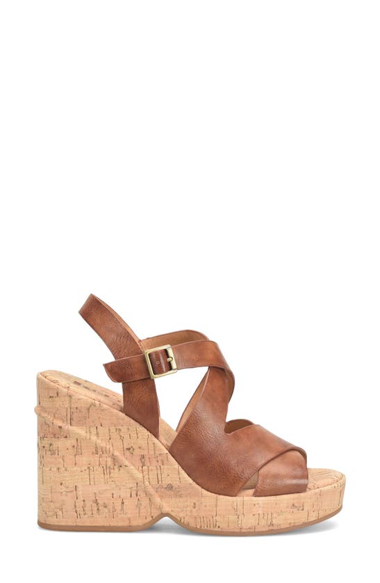 Korks Brigitte Wedge Platform In Dark Tan