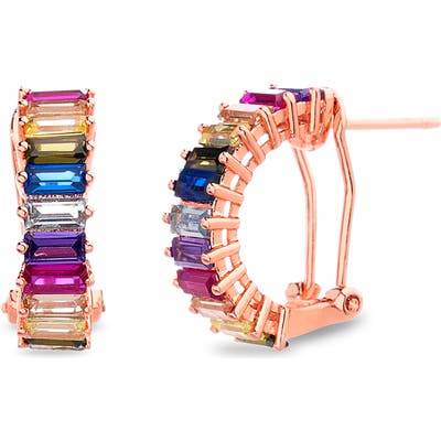 Lesa Michele Cubic Zirconia Huggie Hoop Earrings