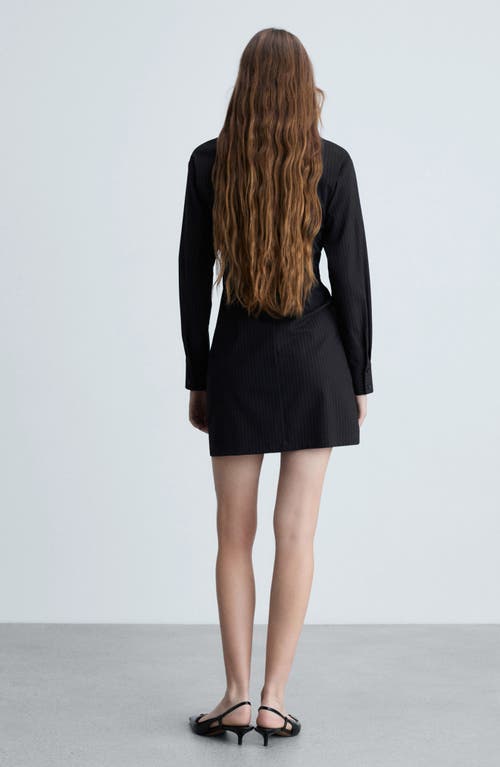 Mango Zip Front Long Sleeve Minidress In Dark Navy