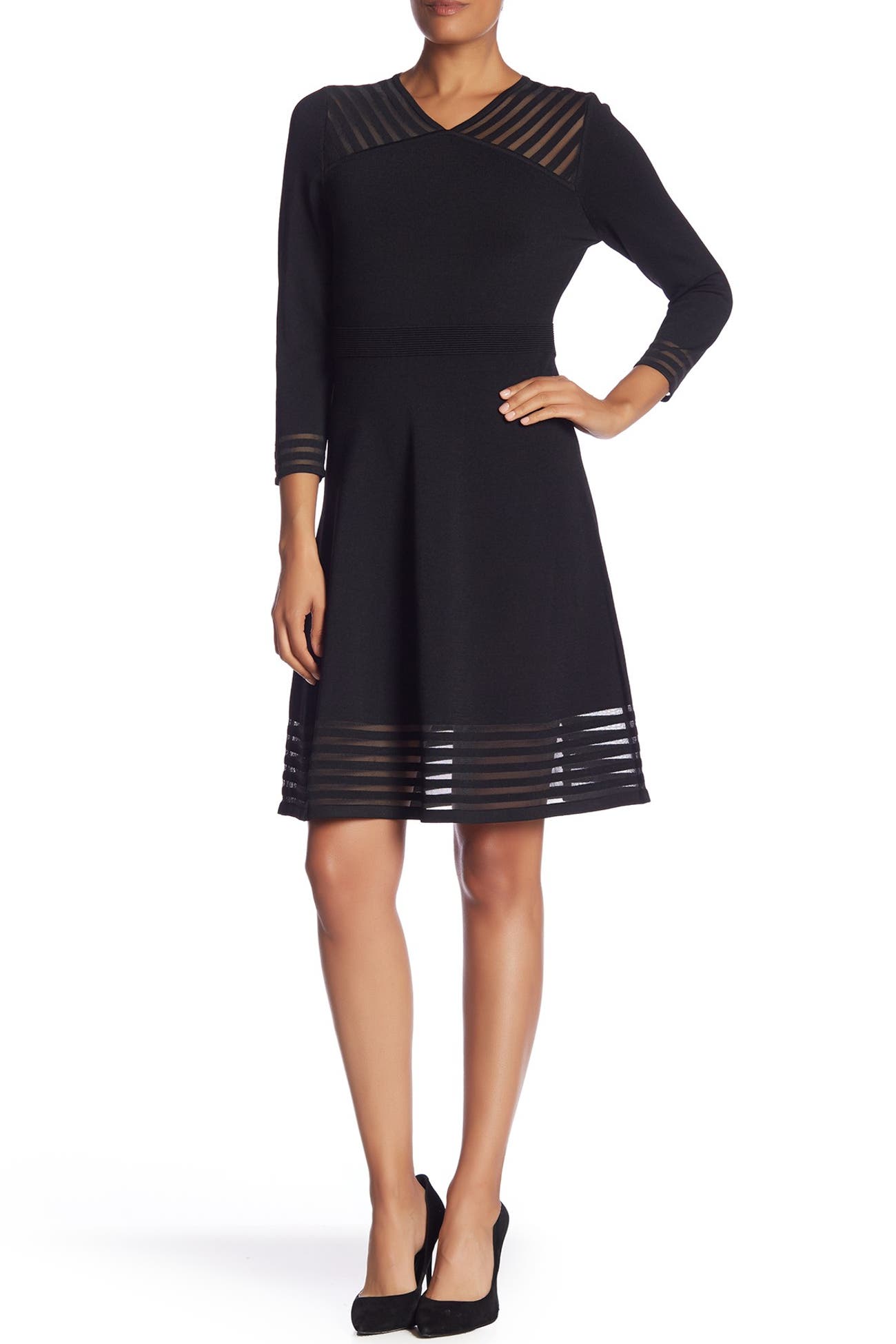 Calvin Klein Illusion 3 4 Sleeve Dress Nordstrom Rack