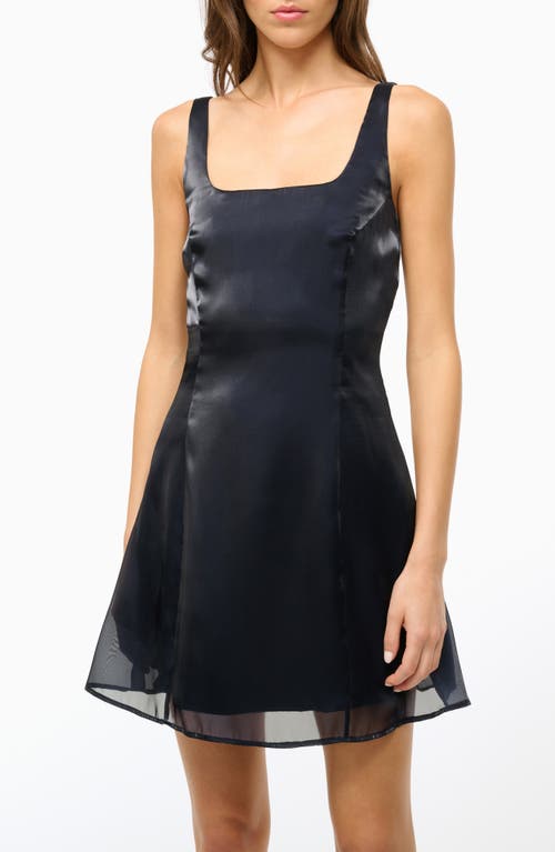 Shop Staud Livingston Square Neck Sleeveless Minidress In Midnight