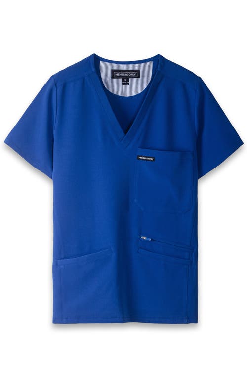 Shop Members Only Palermo 4-pocket Scrub Top In Royal Blue