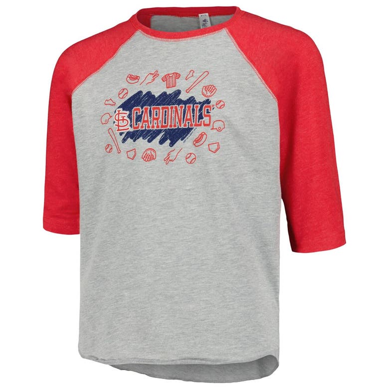 Shop Soft As A Grape Youth  Heather Gray St. Louis Cardinals Raglan 3/4 Sleeve T-shirt