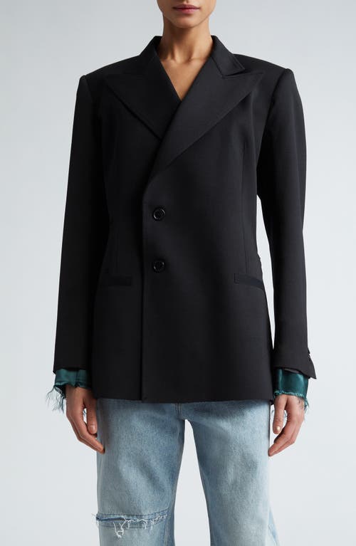 Shop Mm6 Maison Margiela Asymmetric Contrast Cuff Blazer In Black