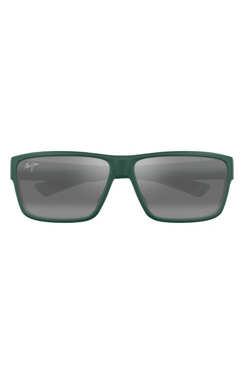 Maui Jim Uila 62mm Oversize Polarizedplus2® Wrap Sunglasses In Matte Dark Military Green
