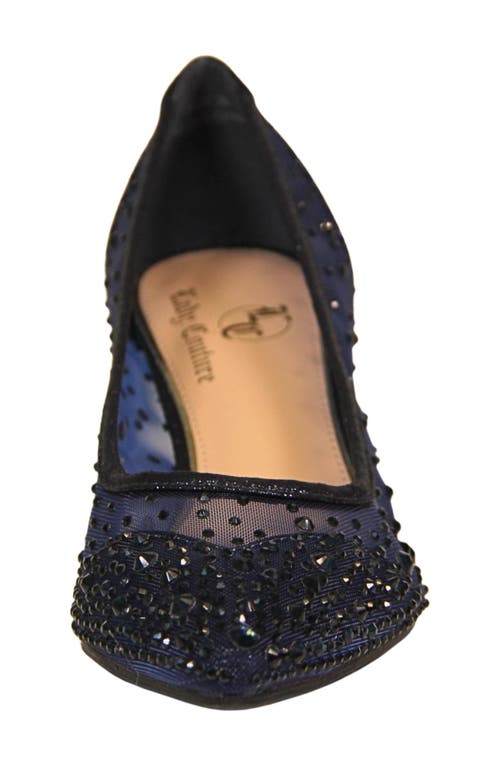 Lady Couture Women's Silk Embellished Pumps In Navy