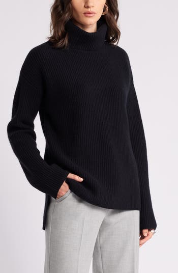 Nordstrom Wool Cashmere Rib Turtleneck Sweater Nordstrom